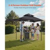Yukimo 8'×5' BBQ Grill Gazebo Canopy - Double-Tiered Smoke-Venting Top, Q235 Steel Frame, Side Shelves + Awning, UV/Rain-Resistant for Patio/Backyard - 2 of 4