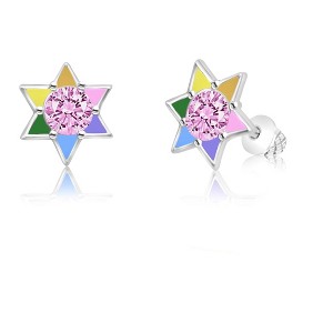 Chanteur Hypoallergenic Kids Jewelry Accessories Star of david CZ White Gold Palladium Plating Stud Earrings Surgical Titanium Posts - 1 of 1