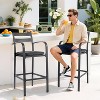 VINGLI Outdoor Bar Stools Set of 2, All-Weather Bar Height Aluminum Stools with Cushion, Rust-Proof Patio Chairs for Backyard, Poolside, Balcony - 2 of 4