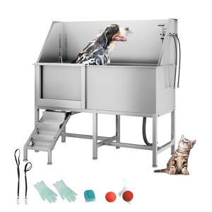 Dog Grooming Tub, Pet Bath Tub - 62'' Professional Stainless Steel with Retractable Stairs, Faucet/Showerhead for Large/Medium/Small Pets - 1 of 4
