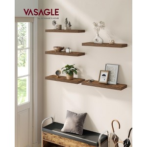 Set of 5 rustic brown wall-mounted floating shelves, each 8 x 23.6 x 1.5 inches. Ideal for displaying picture frames and wall decor¡£ - 1 of 4