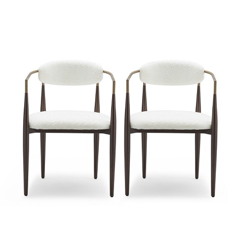 Christopher Knight Home Grov Upholstered Boucle Iron Dining Chair (Set of 2), Beige and Gold - image 1 of 4