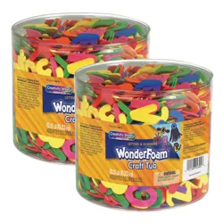 Creativity Street WonderFoam Craft Tub, Letters and Numbers, Assorted Sizes, 1/2 lb. Per Tub, 2 Tubs