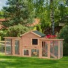 PawHut 80" Wooden Chicken Coop House, Backyard Hen Poultry Cage with Nesting Box, Double Run, Removable Tray and Asphalt Roof - 3 of 4