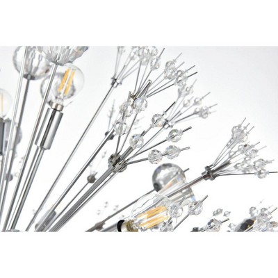 Elegant 34-Light Crystal Starburst Pendant in Chrome