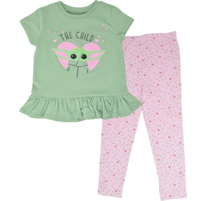 Star Wars The Mandalorian The Child Girls T-Shirt and Leggings Outfit Set Little Kid