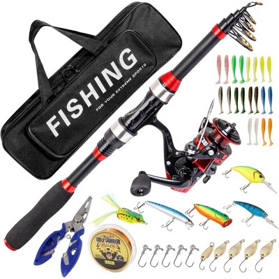 Probe Hues Fishing Rod and Reel Combo with Telescopic Fiberglass Pole Kit
