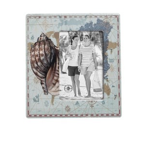 Beachcombers Map Of Shell Ceramic Picture Frame Ceramic Home Decor Coastal Nautical Beach 8.07 x 7.28 x 0.59 - 1 of 1
