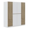 TIRAMISUBEST 6-Doors Wooden Wardrobe Storage for Bedroom - Mobile Lateral Filing Cabinet Locking Wheels Adjustable Shelf - 3 of 4