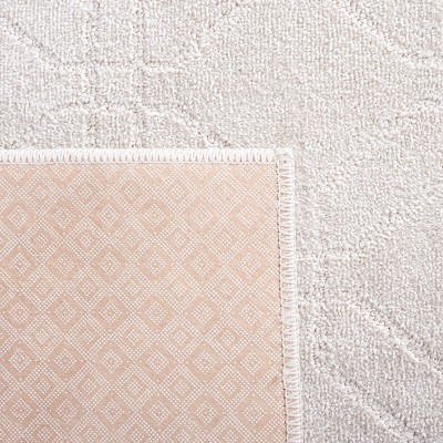 Ivory Hand-Knotted Synthetic Rectangular Area Rug
