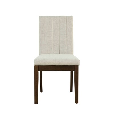 Light Taupe Upholstered Parsons Side Chair with Wood Base