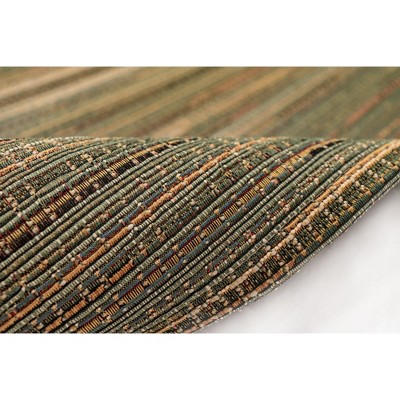 Green and Beige Flat Woven Striped Indoor/Outdoor Rug