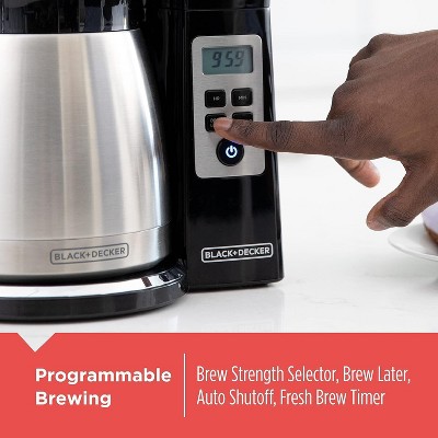 Black and Steel Programmable Thermal Drip Coffee Maker