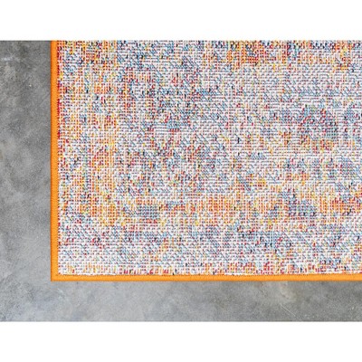 Beige and Blue Synthetic Easy Care Runner Rug