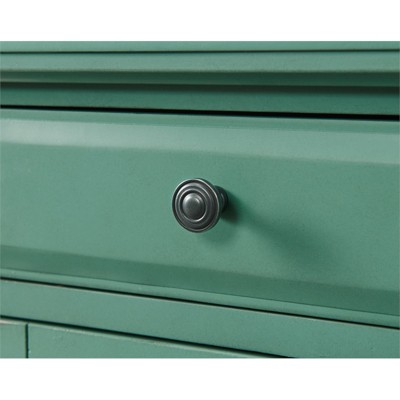 Antique Teal Parisian-Inspired Chairside Table with Power