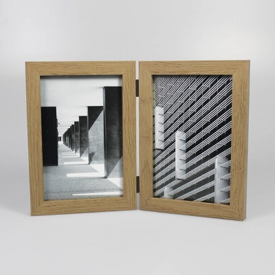 Thin Hinged Frame Holds 2  Photos Frame Natural - Made By Design™