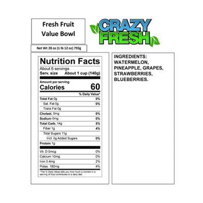 Crazy Fresh Deluxe Fruit Bowl - 28oz