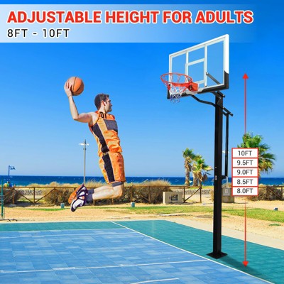Garvee In Ground Basketball System 96-120in, Quick Adjustable Basketball Hoop £¦Goals Outdoor for Kids/Youth/Adults