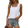 Women's Tank Tops Loose Fit Pleated Square Neck Sleeveless Tops Shirts Curved Hem Summer Outfit - 2 of 4