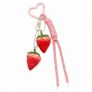 Alilang 3D Strawberry Bag Charm Keychain with Heart Clasp and