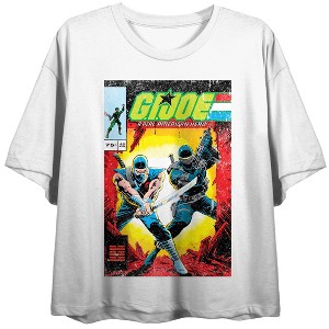 G.I. Joe Storm Shadow and Snake Eyes Comic Art Cover Women’s White Cropped Tee - 1 of 4