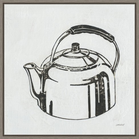 16 x 16 Retro Tea Kettle Kitchen by Kathrine Lovell Framed Wall Canvas - Amanti Art