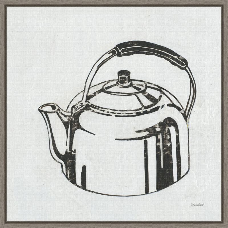 16&#34; x 16&#34; Retro Tea Kettle Kitchen by Kathrine Lovell Framed Wall Canvas - Amanti Art, 1 of 9