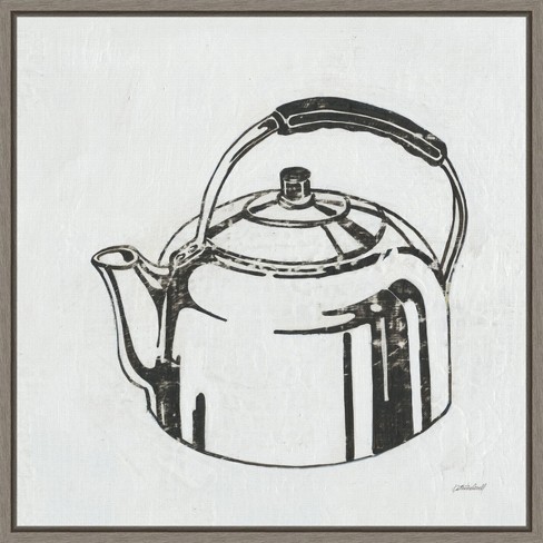 Retro Vintage Black And White Tea Kettle Posters, Art Prints by - Interior  Wall Decor #1121179