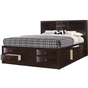 TiramisuBest 1pc Contemporary King Platform Bed with Storage, Cherry Finish, Wood, 84x79x56 inches, 302 lbs - 1 of 4