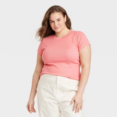 Women's Slim Fit Short Sleeve Cropped Ribbed T-Shirt - A New Day™