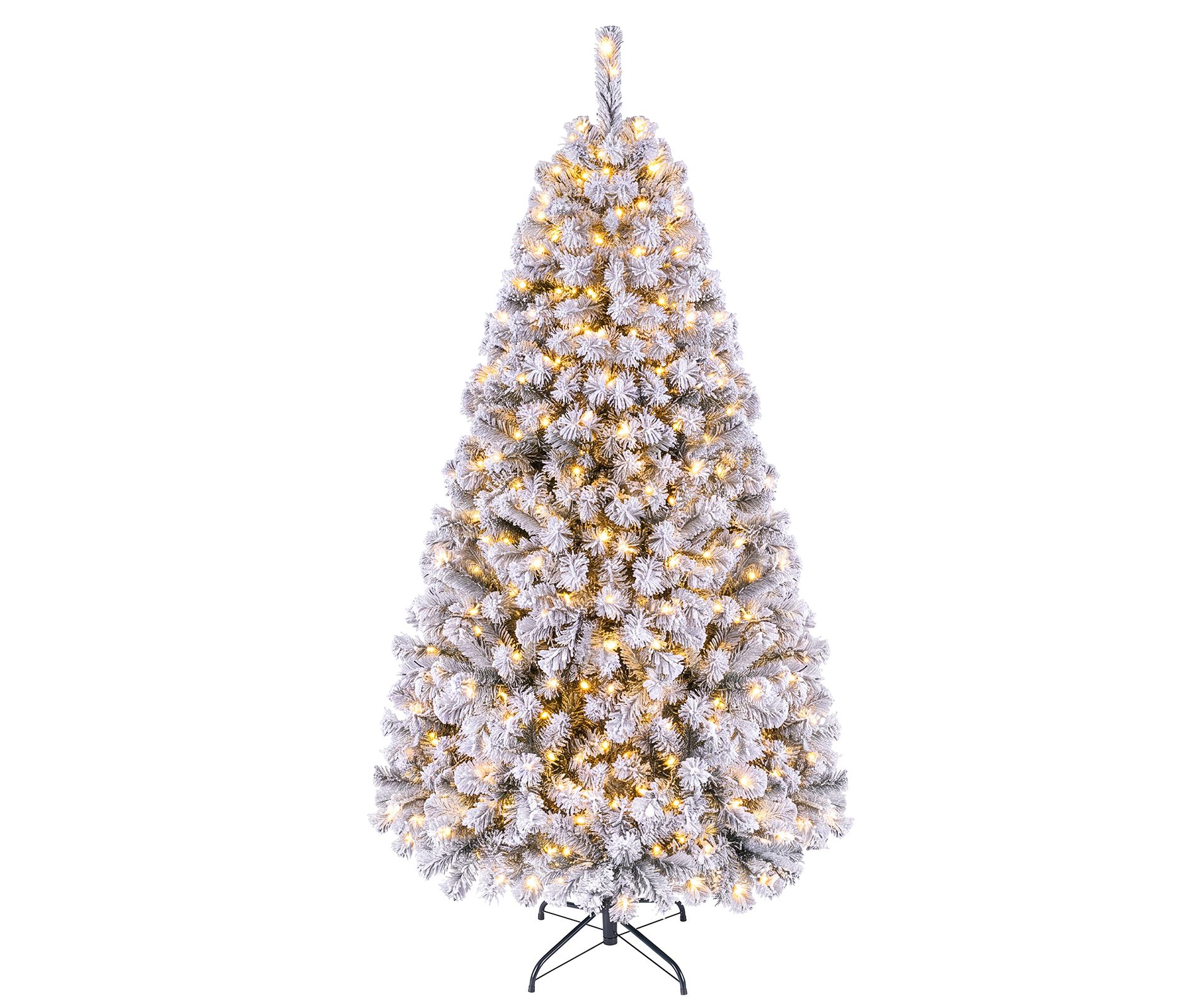 Costway 6 FT Pre-Lit Flocked Cedar Christmas Tree Hinged White
