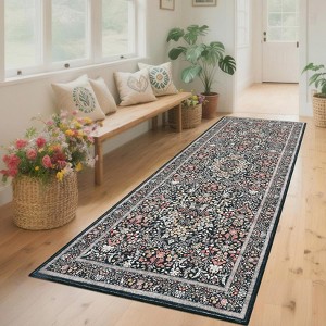 2x6FT Modern Washable Area Rug for Living Room, Floral Printed Floor Rug with Non Slip Backing, Low Pile Stain Resistant Carpet for Dorm Office - 1 of 4