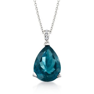 Ross-Simons 13.00 Carat London Blue Topaz Pendant Necklace With Diamond Accents in Sterling Silver - 1 of 4
