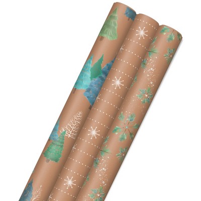 Hallmark Holiday Sustainable Kraft Tri-Pack Wrapping Paper