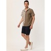 Lars Amadeus Men's Contrast Color Short Sleeves Striped Plaid Printed Shirt - 4 of 4