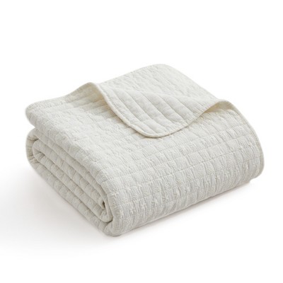 Eyelet Cream Quilted Throw - Levtex Home