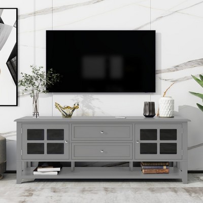 Modern TV Stand for TVs Up to 60", Media Console TV Cabinet, Wood Entertainment Center, Multi-Functional Storage Cabinet with Shelves for Living Room