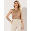 Allegra K Women's Satin Round Neck Sleeveless Work Office Pleated Blouse - 3 of 4