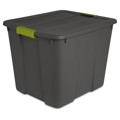 Sterilite 20gal Latching Tote Gray/Green - image 1 of 4