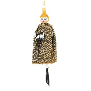 Italian Ornaments 7.0 Inch Gigi In Faux Leopard Long Cape Style Shopper Diva 5Th Avenue Tree Ornaments - 1 of 3