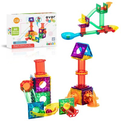 Everyplay Marble Run Magnetic Tiles for Kids, 60PCS, Construction Magnet Tiles Race Track Building Blocks STEM Toy