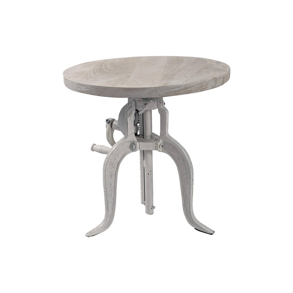 Photos - Dining Table Emma Adjustable Crank Accent Table Whitewash - Carolina Chair & Table
