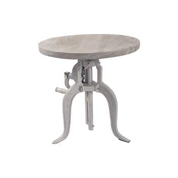 Emma Adjustable Crank Accent Table Whitewash - Carolina Chair & Table