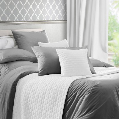 King Size Gray Cotton Sateen Duvet Cover Set