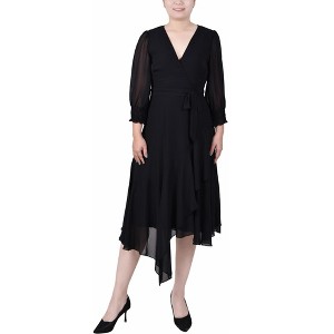 NY Collection Womens Chiffon Belted Handkerchief Hem Flounce Dress - 1 of 1