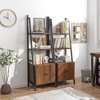 Costway 2 PCS Ladder Shelf Industrial Bookcase with Cabinet Metal Frame for Living Room - 2 of 4