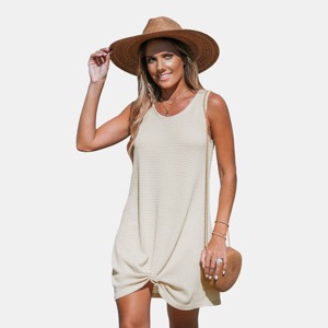 Women's Waffle Knit Hem Twist Cover-Up Dress -Cupshe - 1 of 4