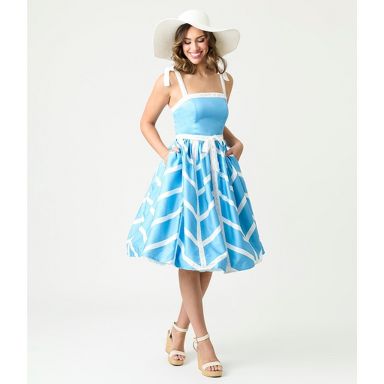 Unique Vintage Women's Swing Dress Blue M/6-8 : Target