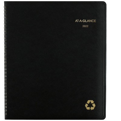 AT-A-GLANCE 2022 9" x 11" Planner Recycled Black 70-260G-05-22
