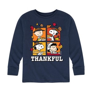 Boys' - Peanuts - Snoopy Charlie and Lucy Thankful Long Sleeve Graphic T-Shirt - 1 of 4